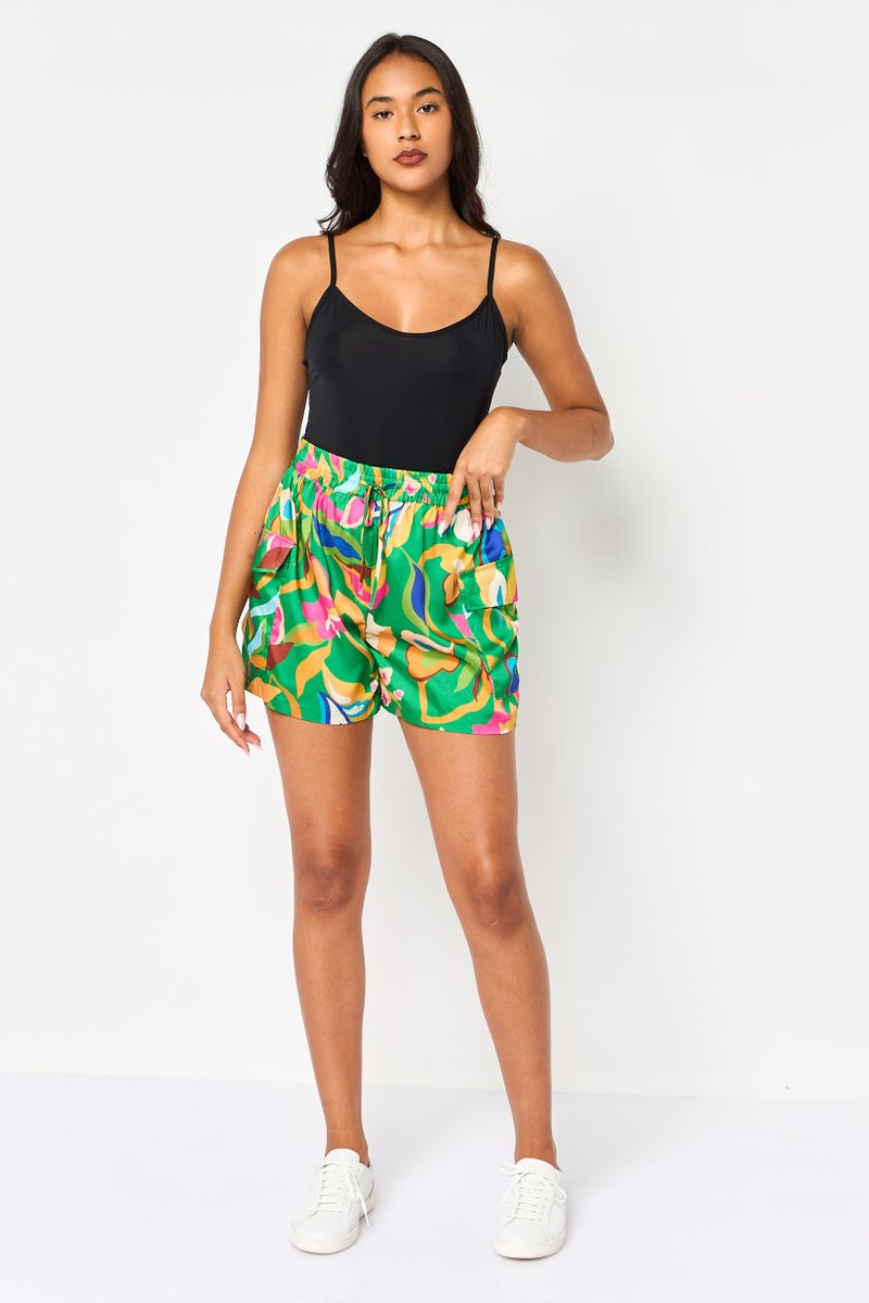 promod Women Allover Print Basic Shorts, Multicolor - Image 2