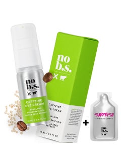 NO B. S. NO BAD STUFF No BS No Bad Stuff Caffeine Eye Cream with Pure Hyaluronic Acid  Plant Based Squalane Oil Under Eye Cream for Dark Circles  Puffiness Skin Care for Women  Men Vegan Travel Size 05 FL Oz 
