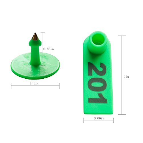 GoldPaddy 201-300 Number Plastic Tags Livestock Animal Ear Tag for Marking Pigs Cattle Sheep(Green) - Image 5