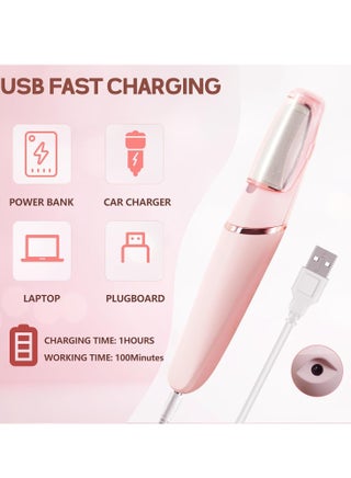 مزيل كهربائي قابل للشحن للكالو والجلد السميك مع رأسين دوارين وسرعتين، مبرد قدم صغير بشحن USB للعناية بالكعب والقدمين (وردي) - view 4