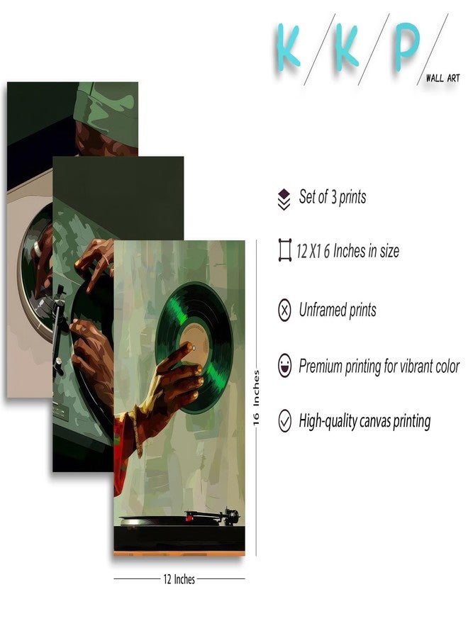 لوحة جدارية من تصميم KKP، تصور رجلاً أسود، ورسمة دي جي أمريكي من أصل أفريقي، وديكور حائط، وملصقات هيب هوب، ومطبوعات فنية حديثة، مناسبة لشقق الرجال، وغرف النوم، والاستوديوهات، وغرف المعيشة، مقاس 12×16 بوصة بدون إطار. - Image 2