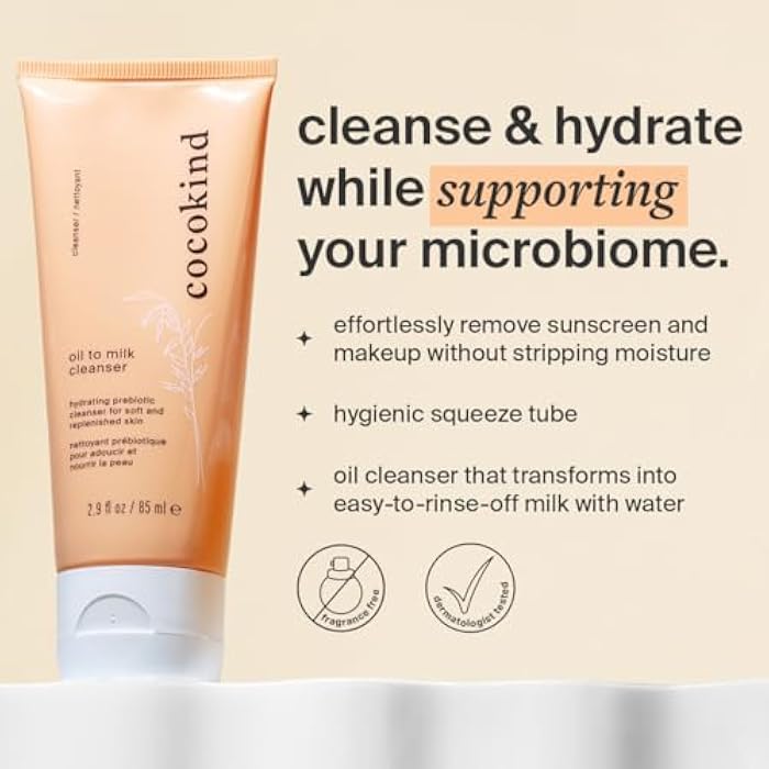 Cocokind Oil to Milk Face Wash, Oil Based Cleanser and Oil Makeup Remover - Cleansing Oil, Cleansing Milk and Cream Cleanser for Face - Image 2