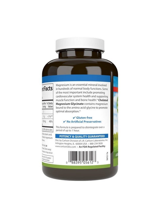 Carlson Chelated Magnesium 200mg, 180 Tablets - Image 2