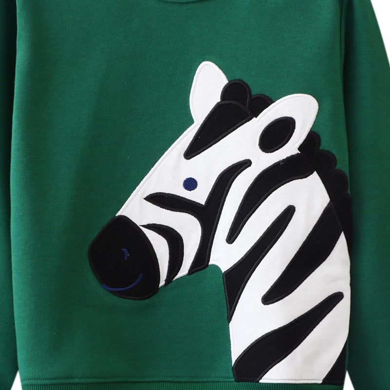 Bumeex Toddler Boy Sweatshirt Clothes Spring Fall Winter Long Sleeve Shirt Fashion Top Clothing Outfits Green Zebra 2t - Image 3