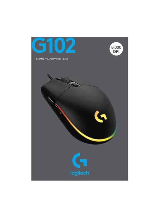 NIBEMINENT - ماوس الألعاب لوجيتك G102 لايت سينك مع إضاءة RGB قابلة للتخصيص، 6 أزرار قابلة للبرمجة، وزن أسود - Image 1