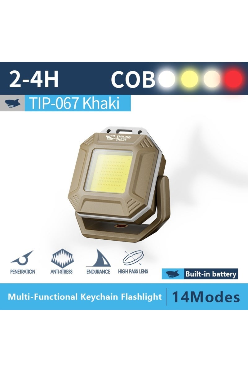 Li-Polymer Battery TIP-067-Khaki Smiling Shark TIP067 Mini Rechargeable Work Light, Super Bright COB