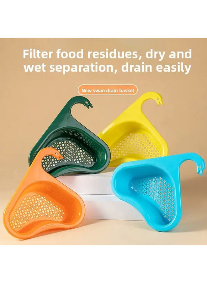4pcs Swan Design Sink Basket Set Blue Green Random Color Sink Organizer Strainer - Image 1