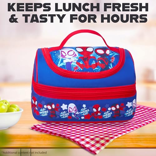 Get Trend Marvel Spidey Lunch Bag Insulated Lunch Box with Two Compartments for Picnic Snacks Cooler Bag Gifts for Kids (Blue/Red Spidey) - Image 5
