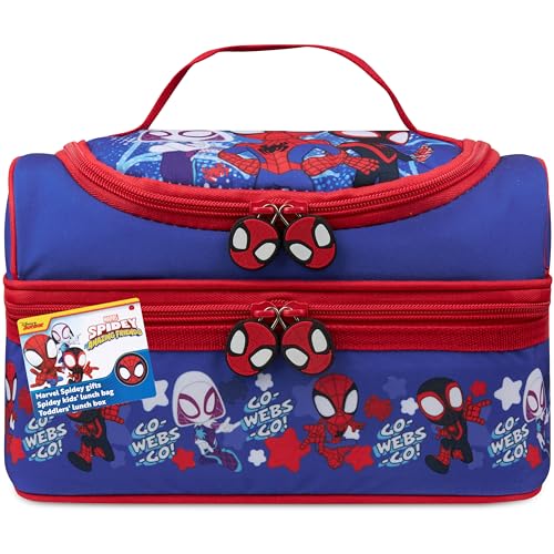Get Trend Marvel Spidey Lunch Bag Insulated Lunch Box with Two Compartments for Picnic Snacks Cooler Bag Gifts for Kids (Blue/Red Spidey) - Image 1