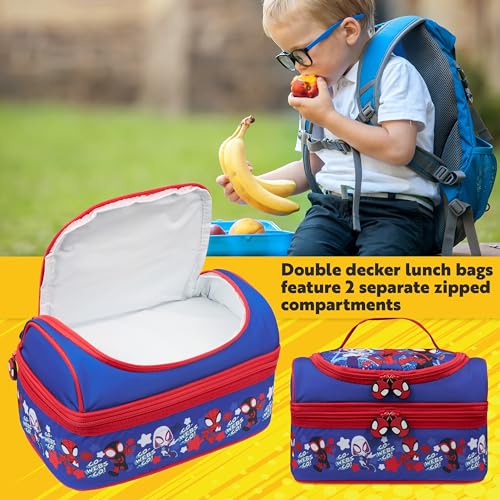 Get Trend Marvel Spidey Lunch Bag Insulated Lunch Box with Two Compartments for Picnic Snacks Cooler Bag Gifts for Kids (Blue/Red Spidey) - Image 2