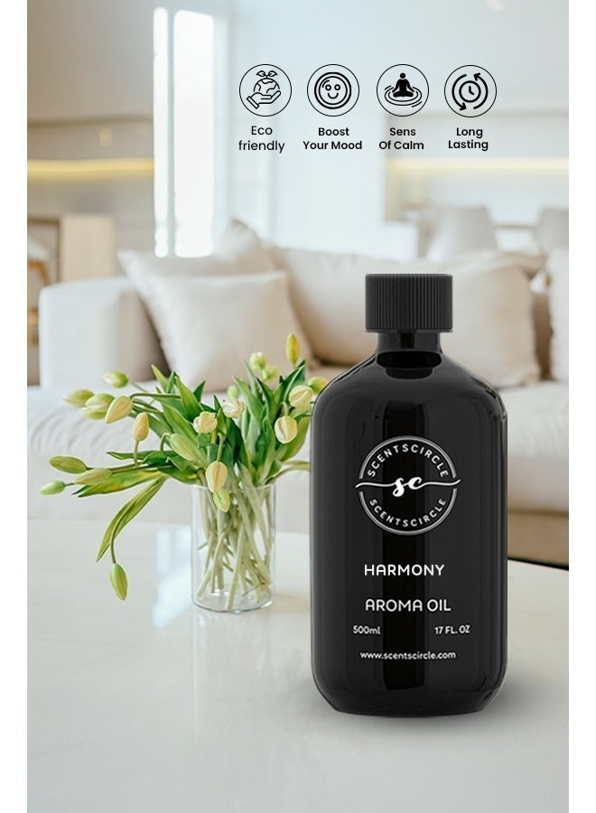 Scentscircle Harmony Diffuser Fragrance Oil 500ml - Calming Aromatherapy Scent Refill for Diffusers, Peaceful Floral Essential Oil for Home, Office & Spa | Scentscircle - Image 1
