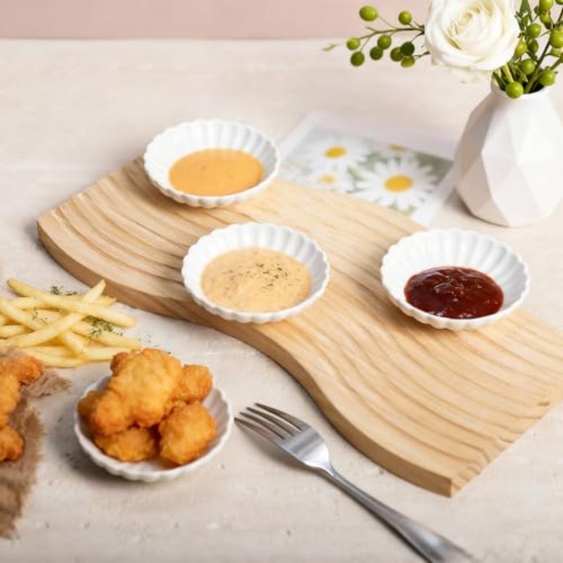 3.5 Inches Flower Shape Ceramic Sauce Dish, Mini Side Seasoning Dish, Snack Serving Dishes, Porcelain Small Saucer Set Set of 4 - Image 5