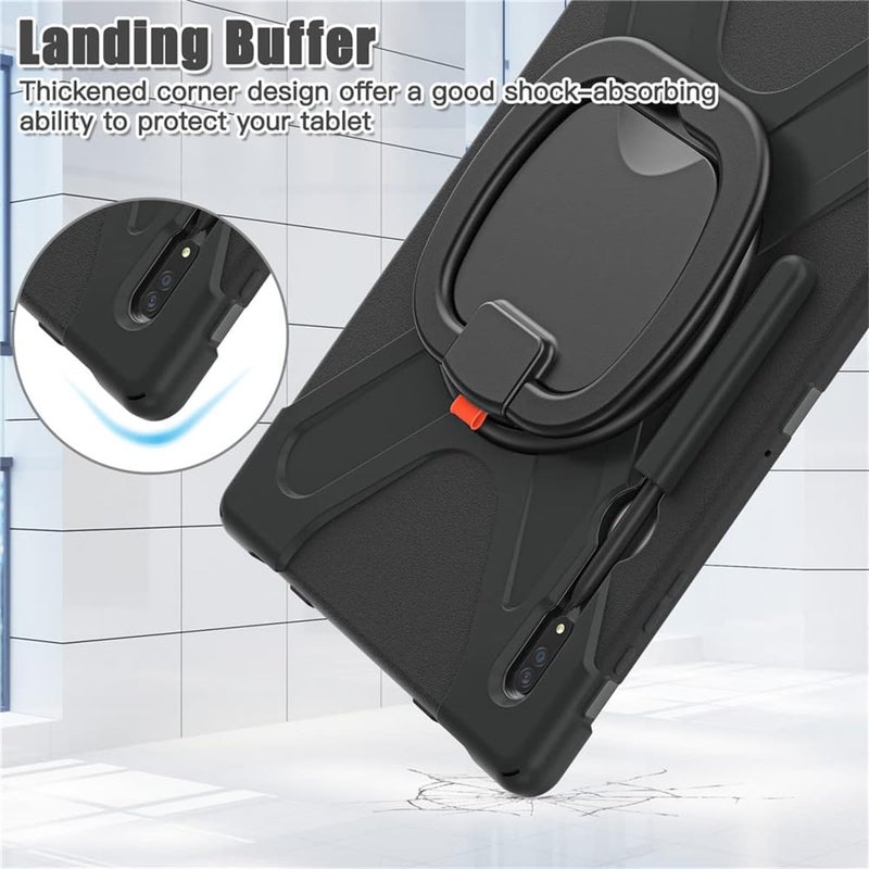 Excefore 360 Rotation Case For Samsung Galaxy S8 Ultra 14.6" Sturdy Cover Rotate Ring Stand Shoulder Carrying Strap Hand Strap Rugged Children Adults Outdoor Case - Image 5