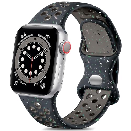 Lerobo Compatible with Apple Watch Band SE 44mm Men Ultra 3 2 49mm Series 11 10 46mm Series 9 8 45mm 42mm for Women Breathable Sport Band for iWatch Bands Series 7 6 5 4 3 2 1 Soft Silicone Straps - Image 1