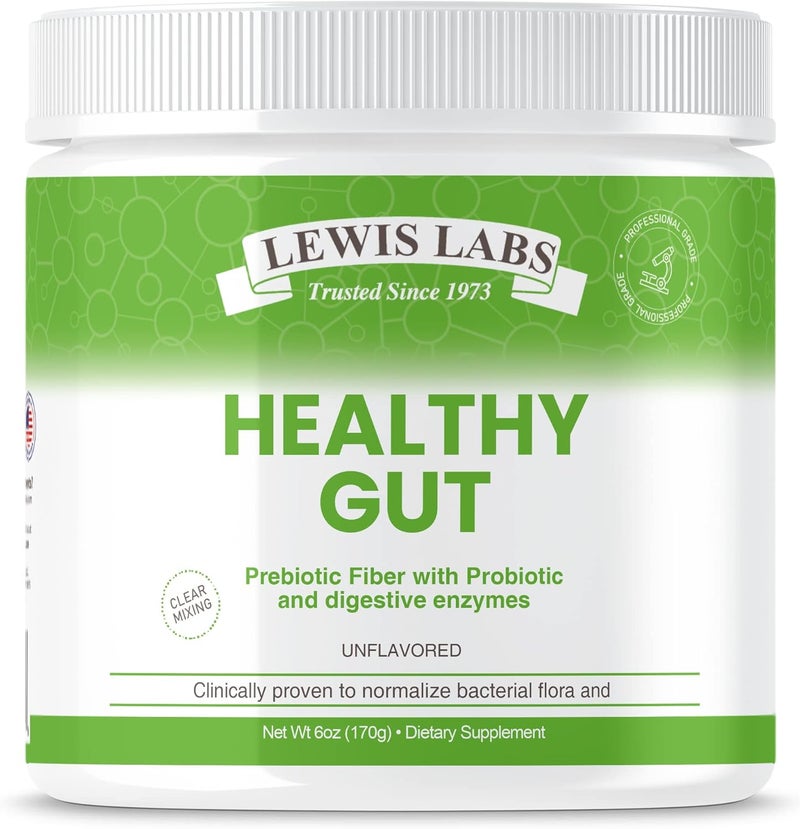 Lewis Labs Healthy Gut Prebiotic Fiber 6 Oz Prebiotic Fiber with Probiotics and Digestive Enzymes Gut Prebiotic Fiber Keto Friendly Gluten Free No MSG Vegan Healthy Gut - Image 1