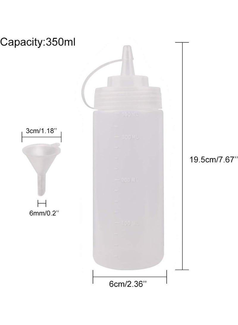 زجاجات ضغط للصلصات، عبوة من قطعتين، زجاجة كاتشب سعة 350 مل، زجاجة بلاستيكية لرش الصلصة مع أغطية، زجاجات توابل للسوائل، موزع فني لصلصة الشواء والفطائر - Image 2