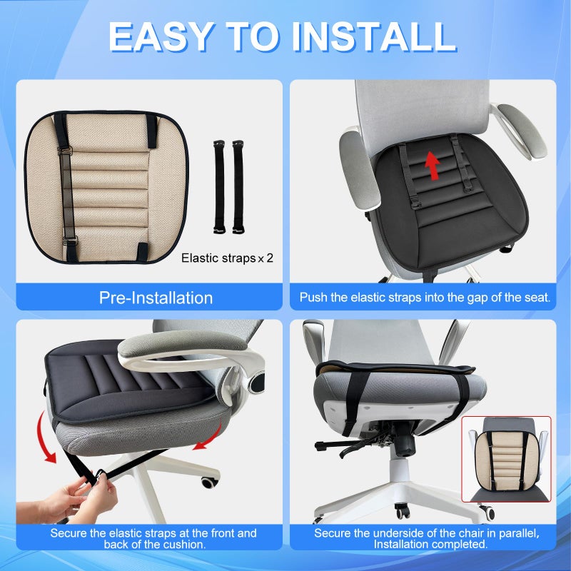 Sanwom Car Seat Cushion Pad with 1.2inch Comfort Seat Protector for Car Driver Seat Office Chair Home Use Memory Foam Seat Cushion with Non Slip Bottom - Image 4
