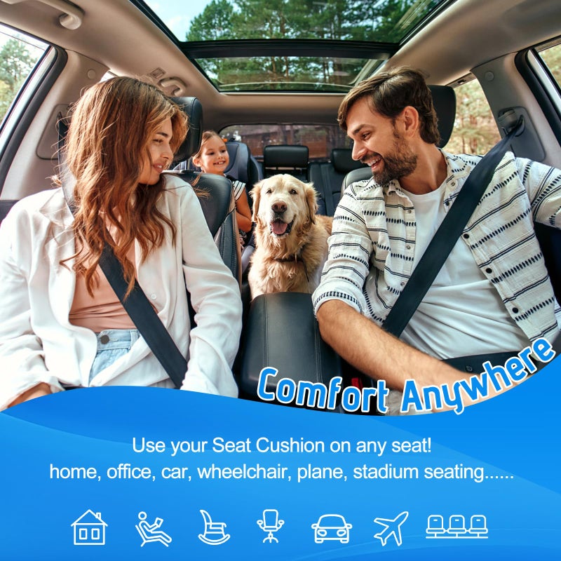 Sanwom Car Seat Cushion Pad with 1.2inch Comfort Seat Protector for Car Driver Seat Office Chair Home Use Memory Foam Seat Cushion with Non Slip Bottom - Image 3