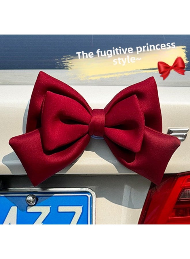 Internet-famous Car Rear Pendant Large Bow Car Ornaments Trunk Motorcycle Electric Car Motorcycle Decoration-Colour:Peach Pink High-quality Fabric/wrinkle-free-Proportion:Standard  - Image 2