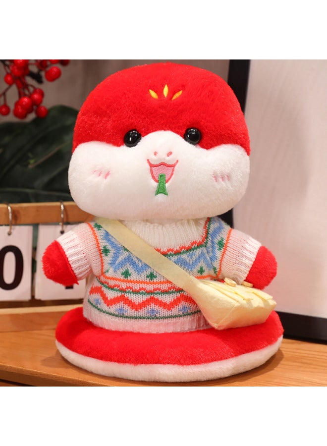 Year Of The Snake Mascot Doll Zodiac Snake Plush Toy Dress Snake Baby Doll Annual Meeting Gift Year Gift-Specifications:Color Stripes + Small Bag + Red Snake Baby-Color:Add Portable Gift Box  - Image 1