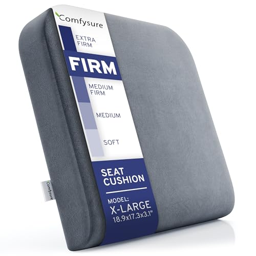 ComfySure Seat Cushion Extra Large - Firm Memory Foam Chair Pad for Recliner, Wheelchair, Office Chair, Stadium, Bleacher, Car, Floor, Patio Furniture, Bariatric Overweight Users 19”x17”x3” - Image 1