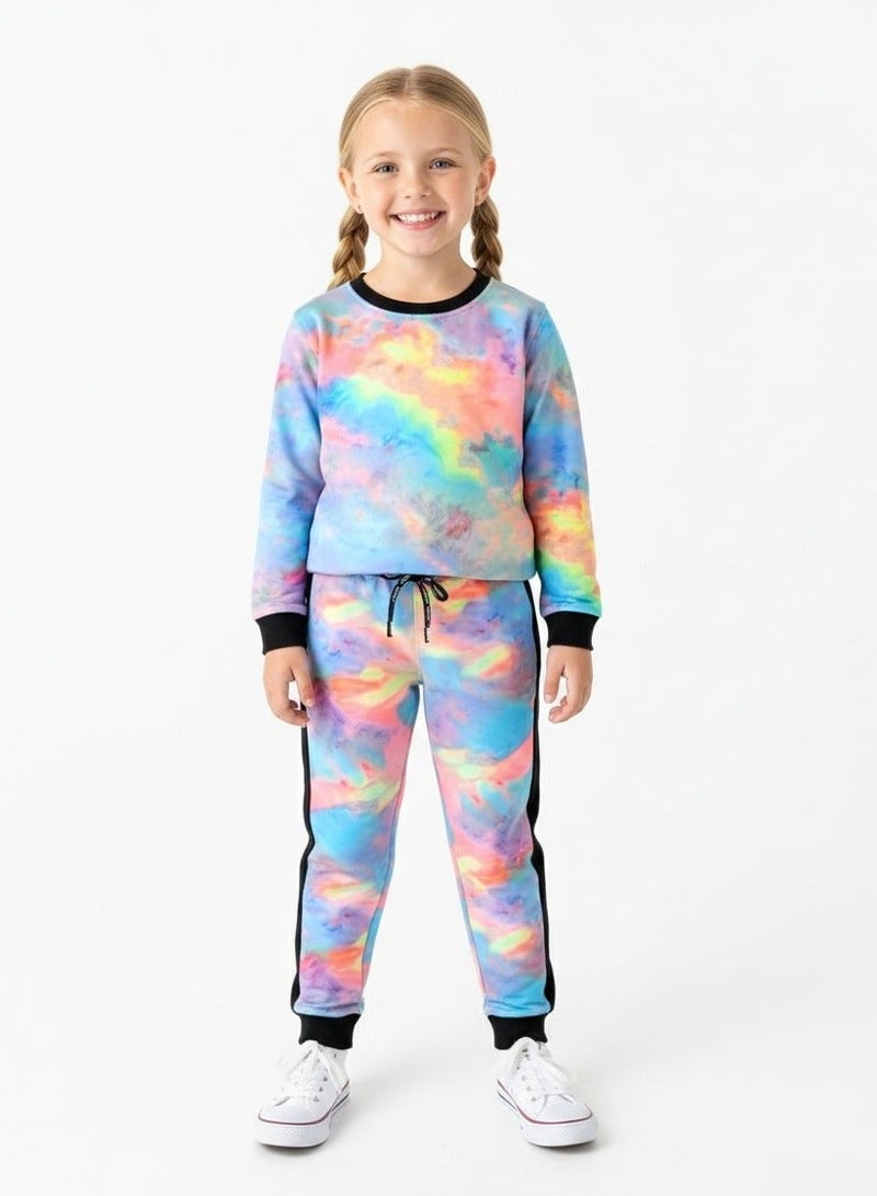 babyqlo Neon Glow Tie-Dye 2 piece Set for Girls - Image 4