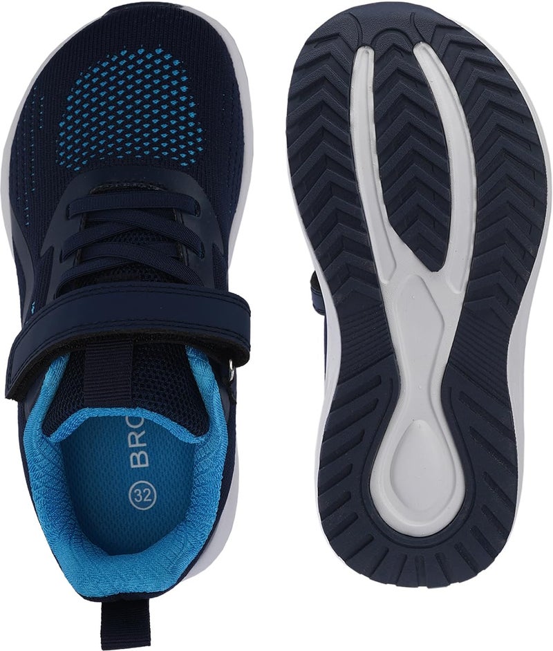 BRONAX Boys Wide Width Running Shoes Size 13w Wide Toe Box Tennis Sneakers Mesh Comfy Sports School EVA Midsole Cushioned Walking Little Kid Dark Blue 31 - Image 3