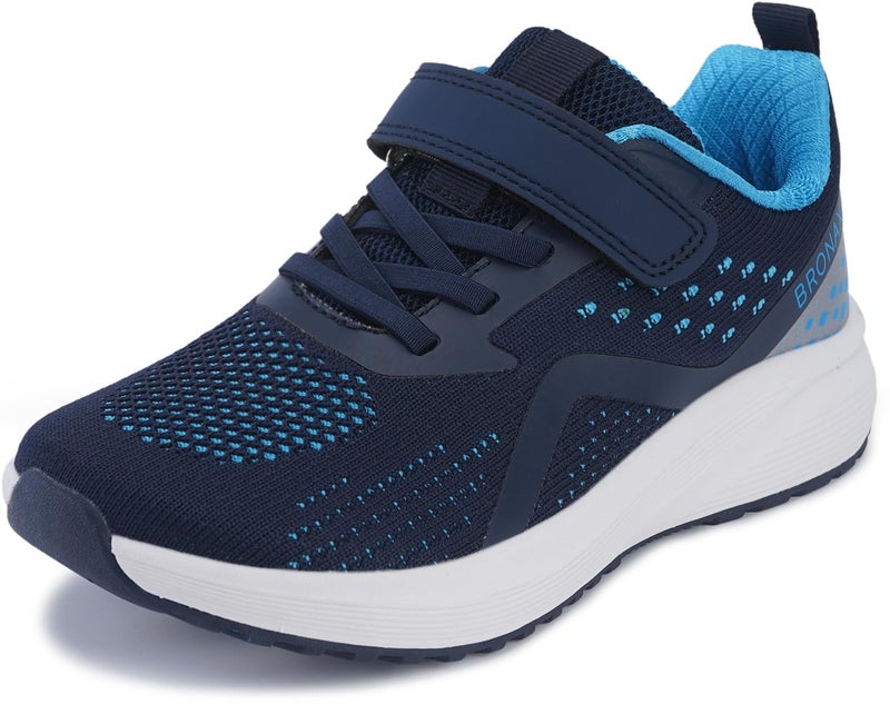 BRONAX Boys Wide Width Running Shoes Size 13w Wide Toe Box Tennis Sneakers Mesh Comfy Sports School EVA Midsole Cushioned Walking Little Kid Dark Blue 31 - Image 1
