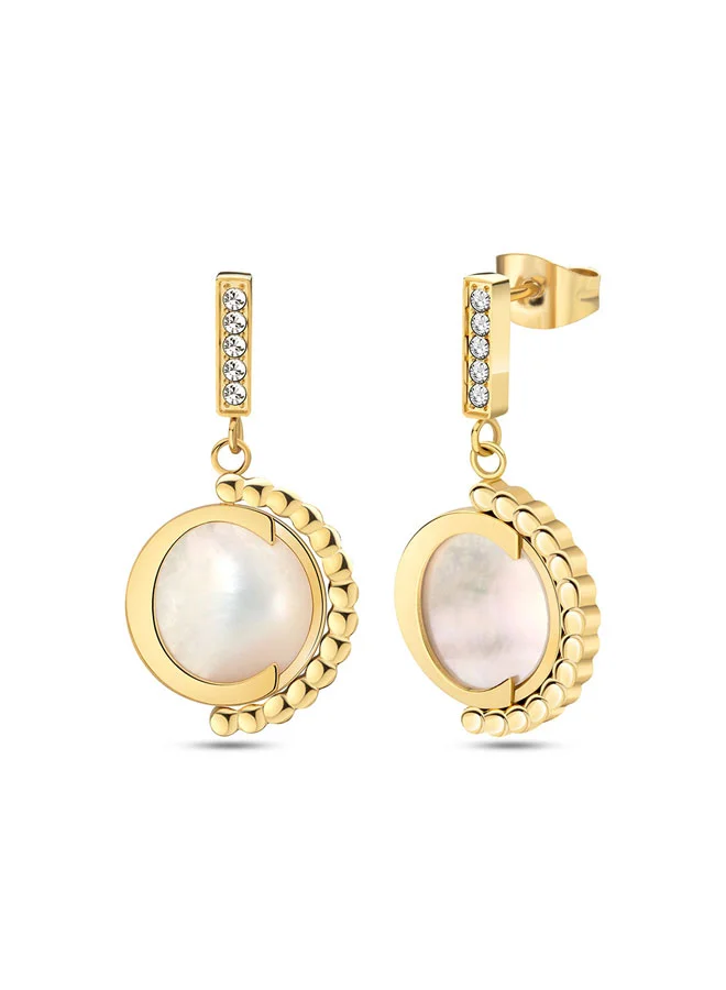 CERRUTI 1881 Eclipse Circle Gold MOP Earrings for Women