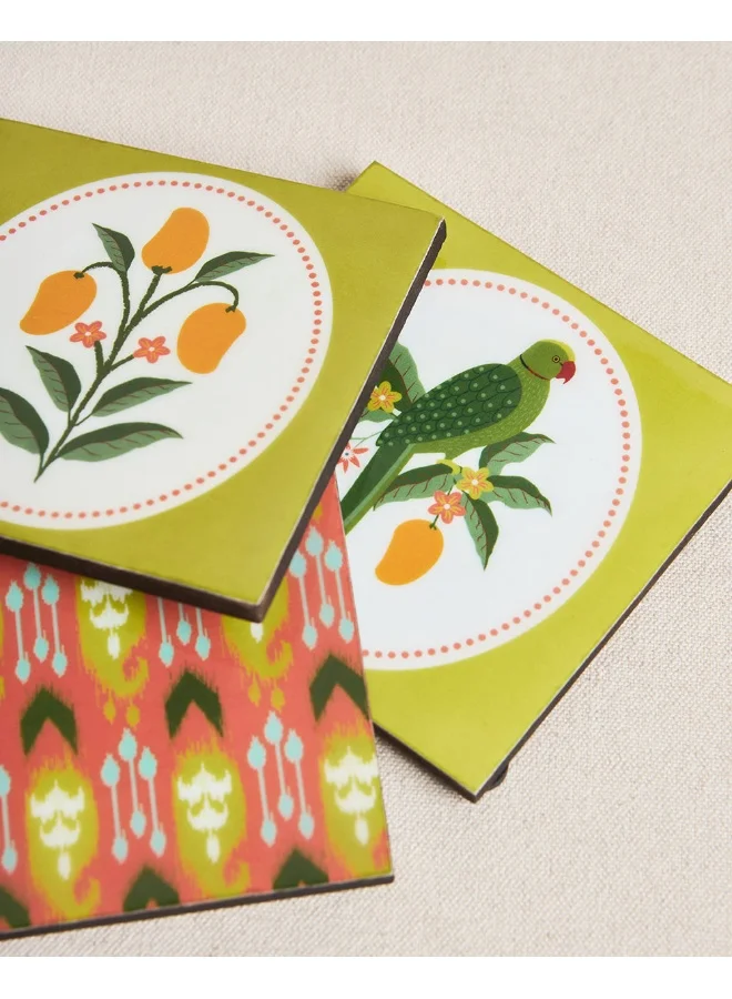 Chumbak Chumbak Serenade Wooden Coasters -  Set of 6 | Coasters - 4inch, Set of 6 | Dining accessories | Tea/Coffee Coaster | Wooden Coasters