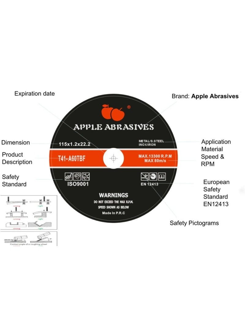 Apple Abrasives 5-Piese Apple Abrasives Ultra Thin Metal Cutting Disc-4.5in,1mm - Image 4