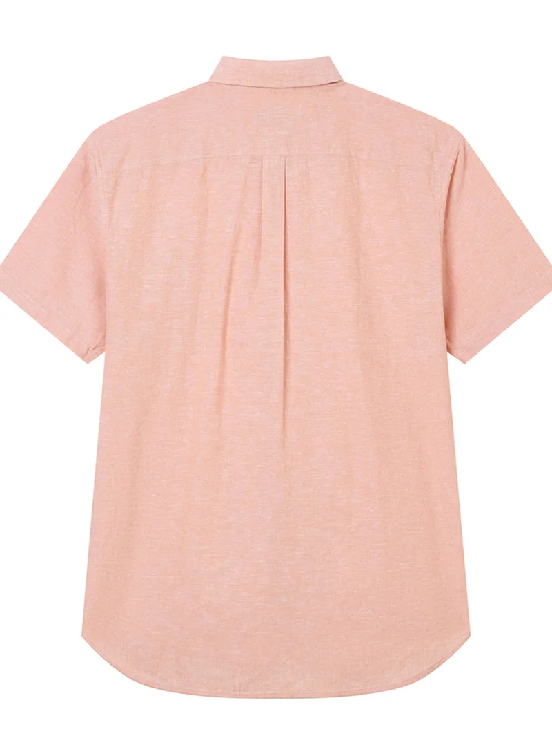 GIORDANO Men's Slim Linen Cotton Short-Sleeve Shirt