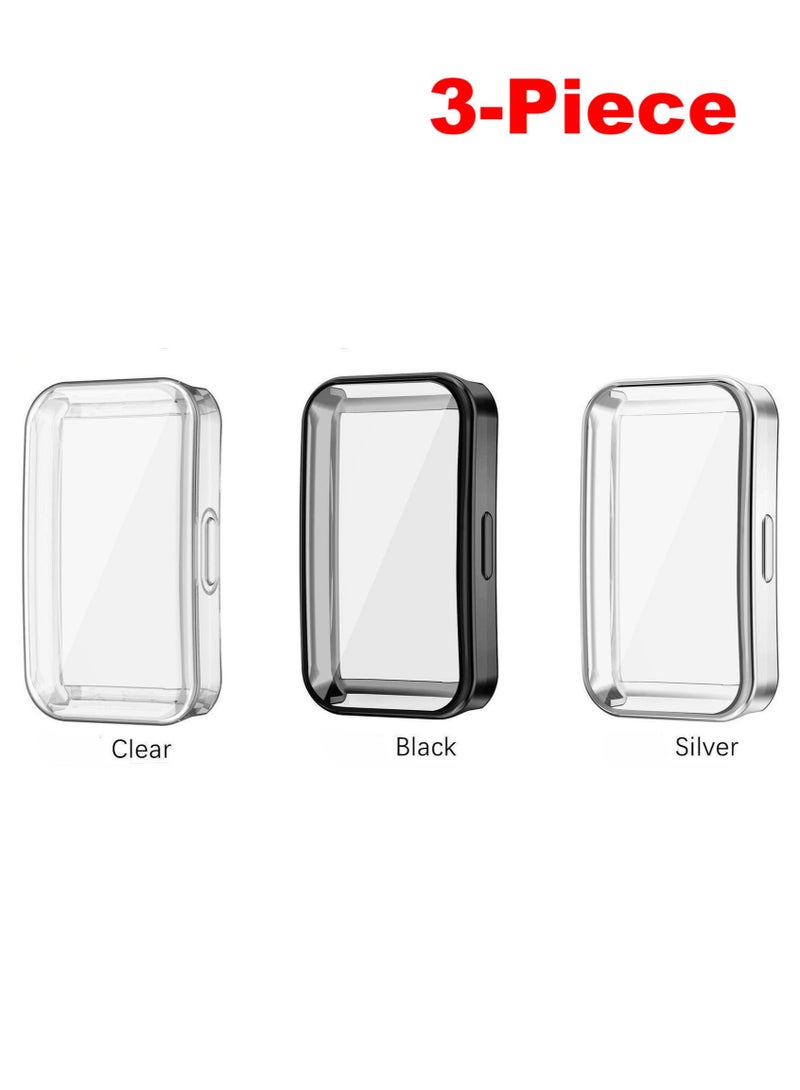 3-Piece Huawei Band 8 Case, Protective Soft TPU Case for Huawei Band 8 Clear/Black/Silver - Image 1