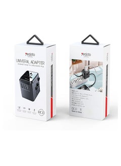 Yesido MC10 Universal Adapter 4 in 1 Portable Charger Plug Convert Adapter UK/EU/US/AUS Plug  - Black