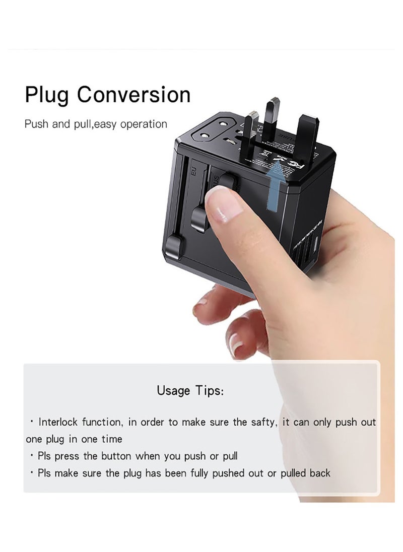 Yesido - Yesido MC10 Universal Adapter 4 in 1 Portable Charger Plug Convert Adapter UK/EU/US/AUS Plug  - Black - Image 1