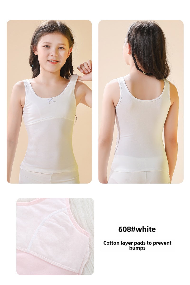 قميص بنات قطن طويل 608# أبيض - Image 1