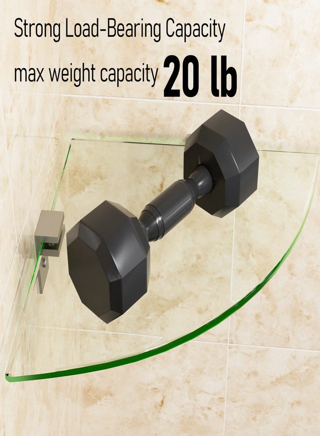 Bakzon 2-Pack Glass Corner Shower Shelves, Shower Wall Shelves for Inside Shower, Drill Free Shower Caddy Organizer with Aluminum Brackets for Bathroom - Image 5
