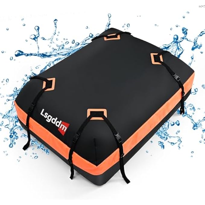 rayihni Car Top Carrier, Waterproof Soft-Shell Roof Bag, 15 Cubic Feet Rooftop Luggage Bag for All Vehicles with/Without Rack, Includes Anti-Slip Mat, 4 Door Hooks, Luggage Lock, Storage Bag - Image 1