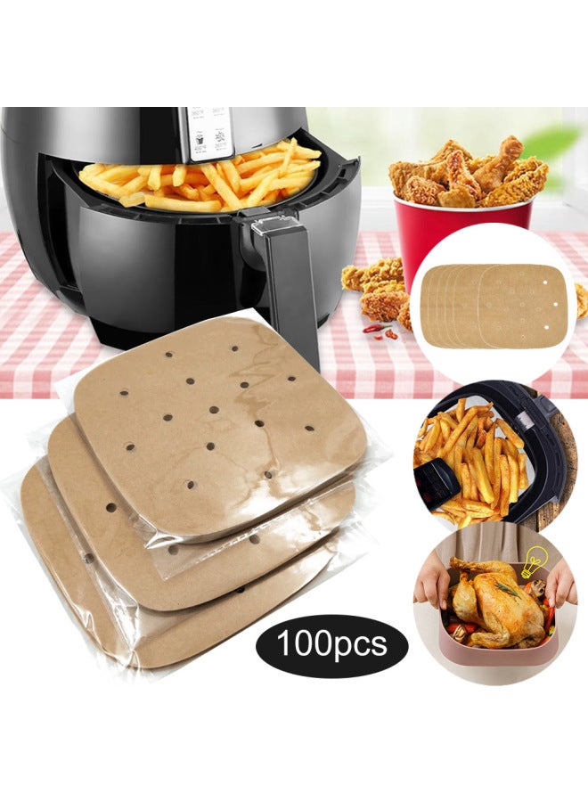Household Paper Tray Baking Paper Air Fryer Pad Paper Baking Silicone Oil Paper Oil-absorbing Paper Air Fryer Special Paper-Specifications:14 * Cm, , With Holes-Color:White  - Image 1