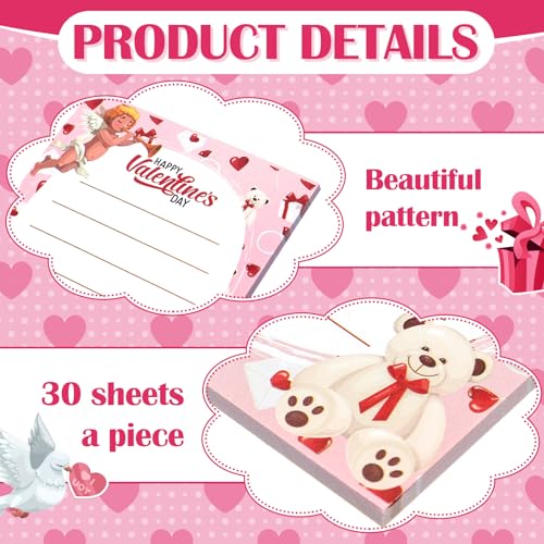 Lincia 36 Pack Valentine's Day Mini Notepads Valentines Gifts Bulk 4 x 3 Inch Heart Small Notebook Valentines Stationery Galentines Party Favors for Teacher Student School Classroom Supplies(Heart) - Image 4