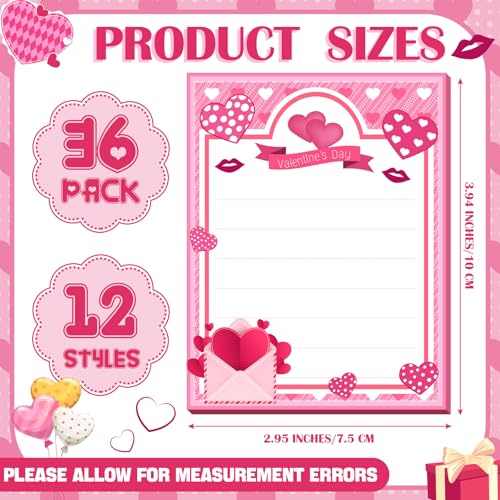 Lincia 36 Pack Valentine's Day Mini Notepads Valentines Gifts Bulk 4 x 3 Inch Heart Small Notebook Valentines Stationery Galentines Party Favors for Teacher Student School Classroom Supplies(Heart) - Image 2