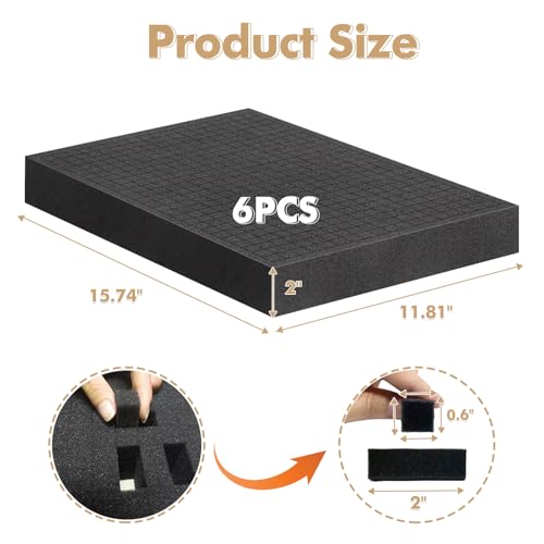 JZHLLA 6Pcs Pick and Pluck Foam Large Size Apart Foam Insert Pre-Cubed Pick Padding Polyethylene Sheets for Crafts Toolboxes Storage Drawer 15.74 * 11.82 IN - Image 2