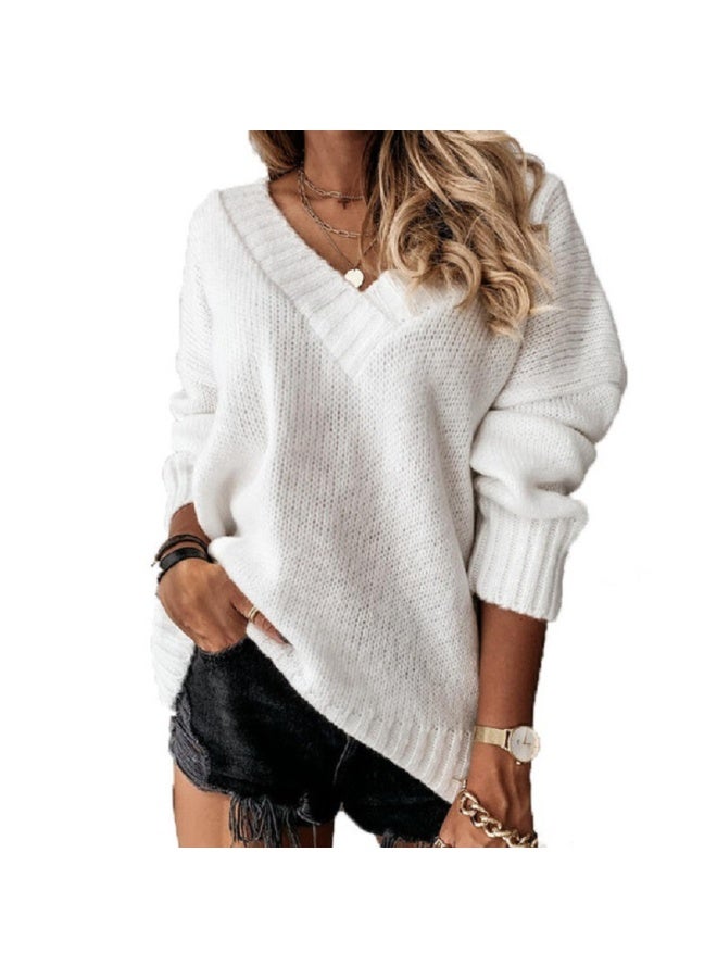 NIBEMINENT Pullovers Women Sweaters Pure Color  Autumn Winters v-neck Female Long Sleeve Sweaters Women Fashion - Image 1
