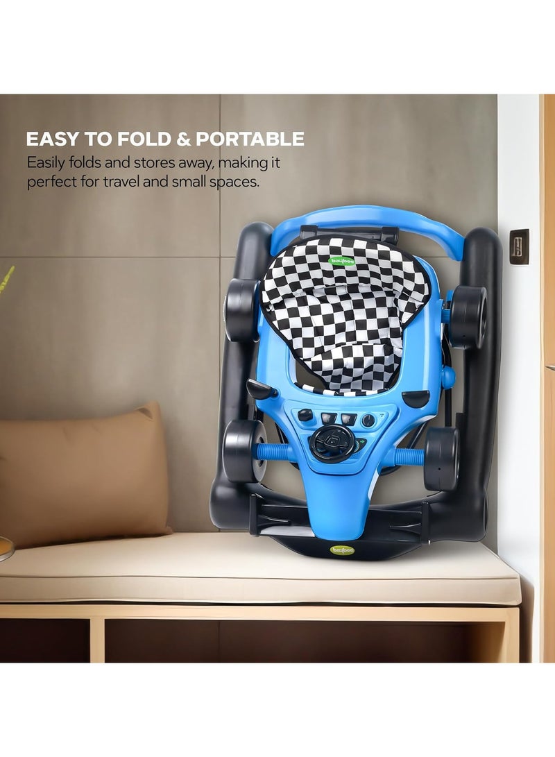 BAYBEE F1 2 in 1 Baby Walker for Kids, Foldable Kids Walker with 3 Position Adjustable Height, Musical Bar & Push Bar Activity Walker for Toddlers Walker for Baby Boy Girl 6 to 18 Months Blue - Image 5