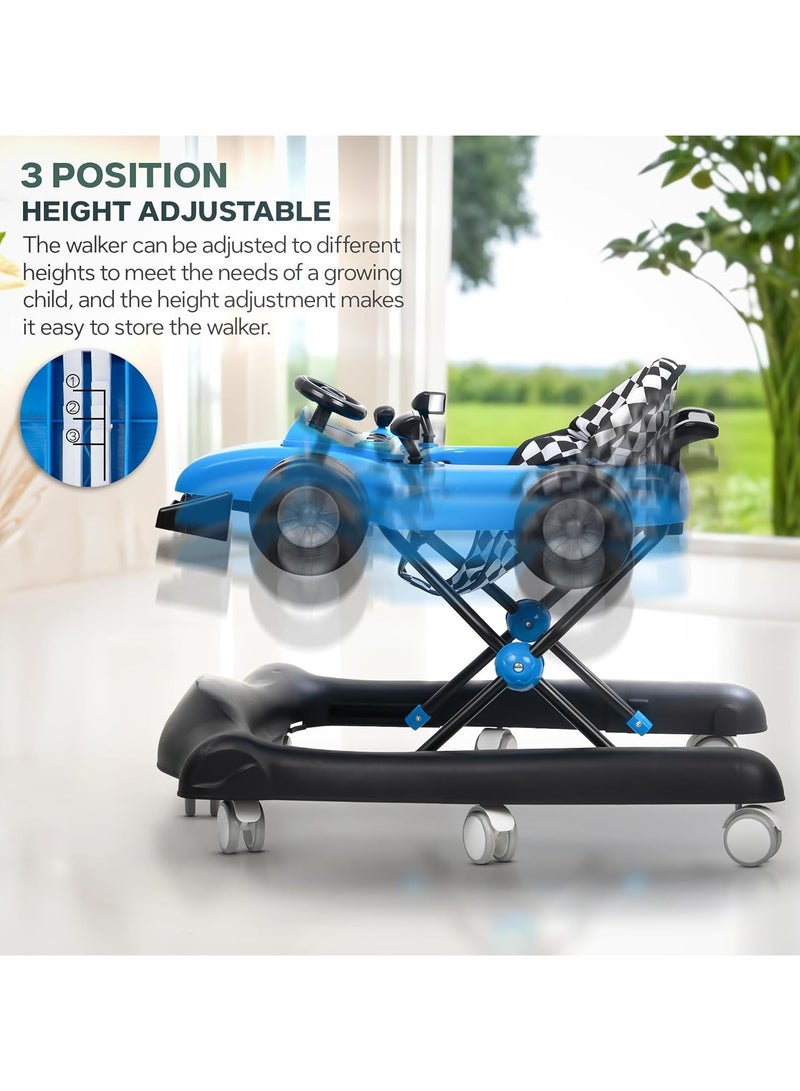 BAYBEE F1 2 in 1 Baby Walker for Kids, Foldable Kids Walker with 3 Position Adjustable Height, Musical Bar & Push Bar Activity Walker for Toddlers Walker for Baby Boy Girl 6 to 18 Months Blue - Image 4