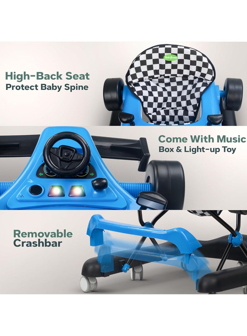 BAYBEE F1 2 in 1 Baby Walker for Kids, Foldable Kids Walker with 3 Position Adjustable Height, Musical Bar & Push Bar Activity Walker for Toddlers Walker for Baby Boy Girl 6 to 18 Months Blue - Image 3