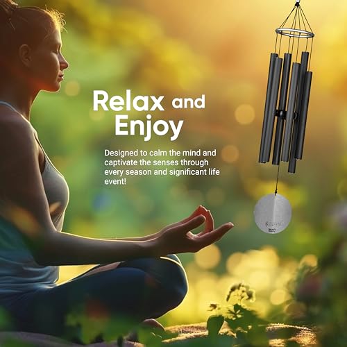 Nature’s Melody Aureole Tunes Wind Chimes – Outdoor Windchime with 6 Tubes Tuned to B Pentatonic Scale, 100% Rustproof Aluminum, Powder Finish & S Hook Hanger for Sympathy, Memorial Gift or Zen Garden - Image 3