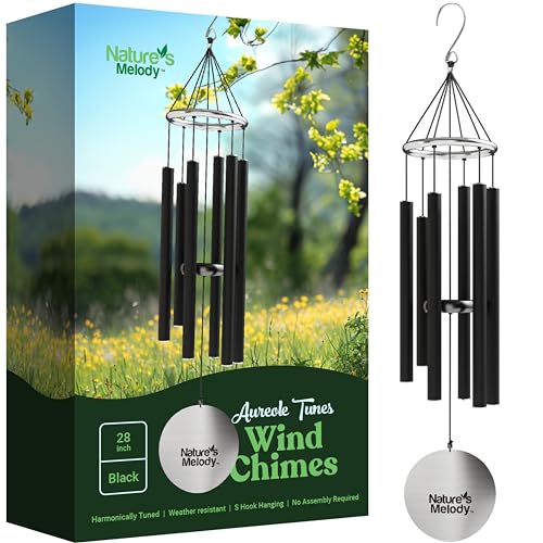 Nature’s Melody Aureole Tunes Wind Chimes – Outdoor Windchime with 6 Tubes Tuned to B Pentatonic Scale, 100% Rustproof Aluminum, Powder Finish & S Hook Hanger for Sympathy, Memorial Gift or Zen Garden - Image 1