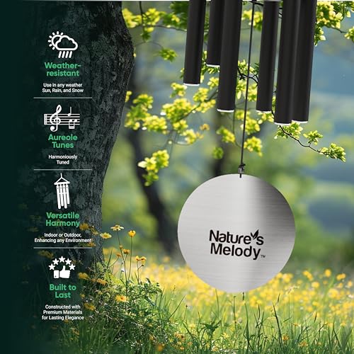 Nature’s Melody Aureole Tunes Wind Chimes – Outdoor Windchime with 6 Tubes Tuned to B Pentatonic Scale, 100% Rustproof Aluminum, Powder Finish & S Hook Hanger for Sympathy, Memorial Gift or Zen Garden - Image 5