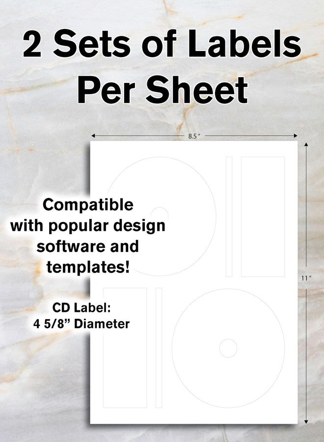 Blank Labels CD/DVD Label Full Face | Qty 20 Disc, 40 Spine | 10 Sheets Total | Permanent White Matte | Inkjet & Laser Compatible | Fits Standard Discs | Blank Label - Image 3